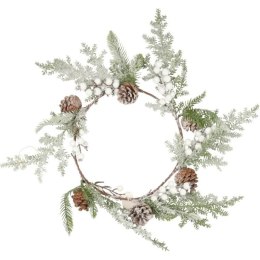 Wianek z bialymi kulkami i szyszkami 60 cm ŚWIĄTECZNA DEKORACJA