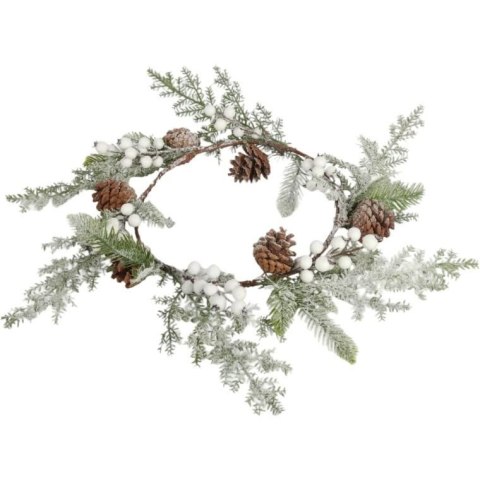 Wianek z bialymi kulkami i szyszkami 60 cm ŚWIĄTECZNA DEKORACJA