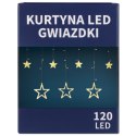 KURTYNA ŚWIETLNA GWIAZDKI OZDOBY ŚWIĄTECZNE LAMPKI 120 LED CIEPŁY BIAŁY