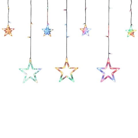 KURTYNA ŚWIETLNA GWIAZDKI OZDOBY ŚWIĄTECZNE LAMPKI 120 LED MULTIKOLOR