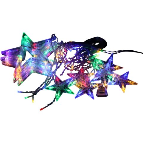 KURTYNA ŚWIETLNA GWIAZDKI OZDOBY ŚWIĄTECZNE LAMPKI 120 LED MULTIKOLOR