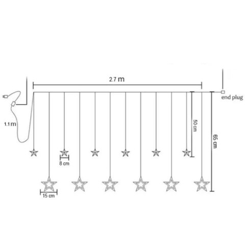 KURTYNA ŚWIETLNA GWIAZDKI OZDOBY ŚWIĄTECZNE LAMPKI 120 LED MULTIKOLOR