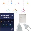 KURTYNA ŚWIETLNA GWIAZDKI OZDOBY ŚWIĄTECZNE LAMPKI 120 LED MULTIKOLOR