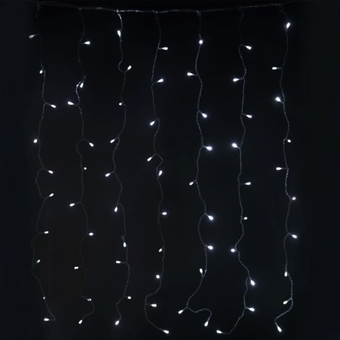 Kurtyna Świetlna LED Sople 100 Diód, Zimny Biały, 3m, 6W Energooszczędna, Zasilanie Sieciowe