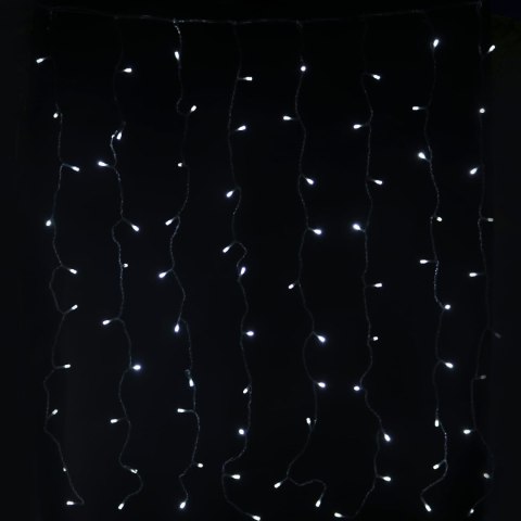 Kurtyna Świetlna LED Sople 100 Diód, Zimny Biały, 3m, 6W Energooszczędna, Zasilanie Sieciowe