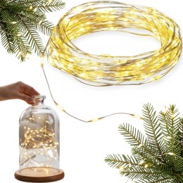 LAMPKI 50 LED DRUCIK NA BATERIE MIKRO ŚWIATEŁKA 5 M BIAŁE CIEPŁE