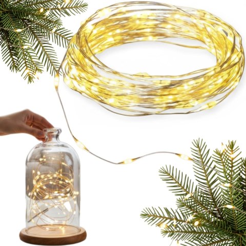 LAMPKI 50 LED DRUCIK NA BATERIE MIKRO ŚWIATEŁKA 5 M BIAŁE CIEPŁE