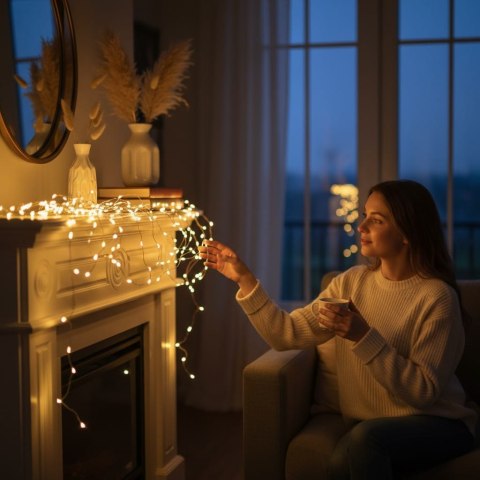 LAMPKI 50 LED DRUCIK NA BATERIE MIKRO ŚWIATEŁKA 5 M BIAŁE CIEPŁE