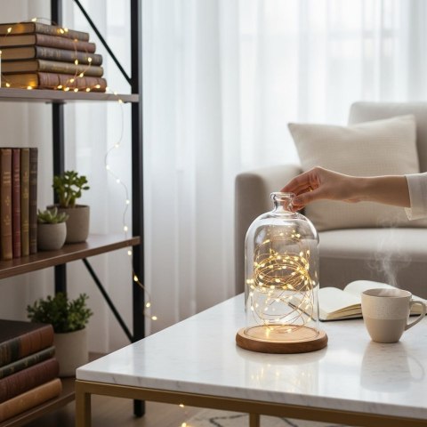 LAMPKI 50 LED DRUCIK NA BATERIE MIKRO ŚWIATEŁKA 5 M BIAŁE CIEPŁE