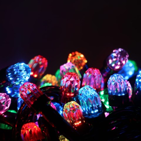 LAMPKI CHOINKOWE 200 LED KRYSZTAŁKI RGB( 1 ŻARÓWKA 4 KOLORY) MULTIKOLOR FLASH 15 M