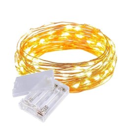 LAMPKI LED DRUCIK 10 METRÓW 100 LED NA BATERIE MIKRO ŚWIATEŁKA BIAŁE CIEPŁE