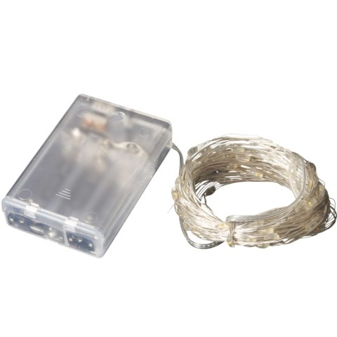LAMPKI LED DRUCIK 10 METRÓW 100 LED NA BATERIE MIKRO ŚWIATEŁKA BIAŁE CIEPŁE