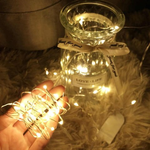 LAMPKI LED DRUCIK 10 METRÓW 100 LED NA BATERIE MIKRO ŚWIATEŁKA BIAŁE CIEPŁE