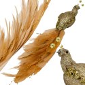 PTASZEK DEKORACYJNY NA KLIPIE 38CM - ZŁOTY