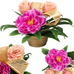 STROIK NAGROBNY Z PIWONIĄ I RÓŻAMI RÓŻOWY