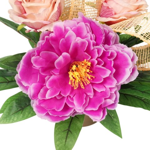 STROIK NAGROBNY Z PIWONIĄ I RÓŻAMI RÓŻOWY