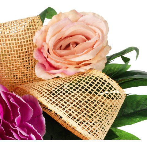 STROIK NAGROBNY Z PIWONIĄ I RÓŻAMI RÓŻOWY