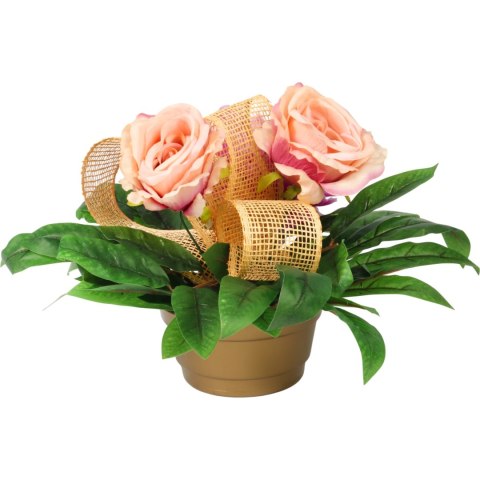 STROIK NAGROBNY Z PIWONIĄ I RÓŻAMI RÓŻOWY