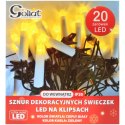 SZNUR DEKORACYJNYCH ŚWIECZEK NA KLIPSACH LAMPKI PRL 20 LED CIEPŁY BIAŁY