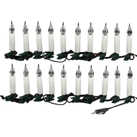 SZNUR DEKORACYJNYCH ŚWIECZEK NA KLIPSACH LAMPKI PRL 20 LED MULTIKOLOR
