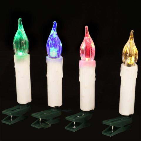 SZNUR DEKORACYJNYCH ŚWIECZEK NA KLIPSACH LAMPKI PRL 20 LED MULTIKOLOR