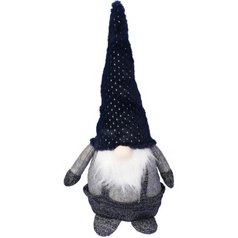 Świąteczny Skrzat w Czarnej Czapie - Dekoracja Bożonarodzeniowa, 55 cm