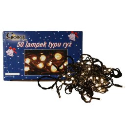 Zewnętrzne Lampki Choinkowe na Przewodach Miedzianych, 50 LED, Kolor Biały, z Zasilaniem Sieciowym 230V
