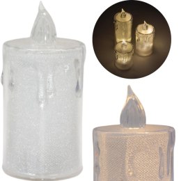 ŚWIECA DEKORACYJNA 10,5 CM TRANSPARENT CIEPŁY BIAŁY 1 LED