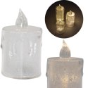 ŚWIECA DEKORACYJNA 8 CM TRANSPARENT CIEPŁY BIAŁY 1 LED
