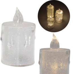 ŚWIECA DEKORACYJNA 8 CM TRANSPARENT CIEPŁY BIAŁY 1 LED