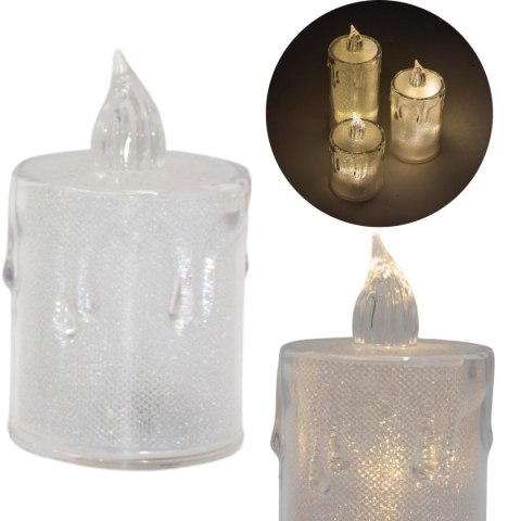 ŚWIECA DEKORACYJNA 8 CM TRANSPARENT CIEPŁY BIAŁY 1 LED ŚWIECA DEKORACYJNA 8 CM TRANSPARENT CIEPŁY BIAŁY 1 LED