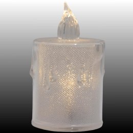 ŚWIECA DEKORACYJNA 8 CM TRANSPARENT CIEPŁY BIAŁY 1 LED
