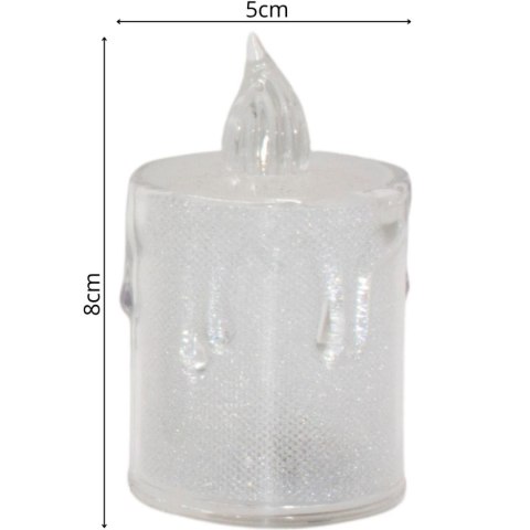 ŚWIECA DEKORACYJNA 8 CM TRANSPARENT CIEPŁY BIAŁY 1 LED ŚWIECA DEKORACYJNA 8 CM TRANSPARENT CIEPŁY BIAŁY 1 LED