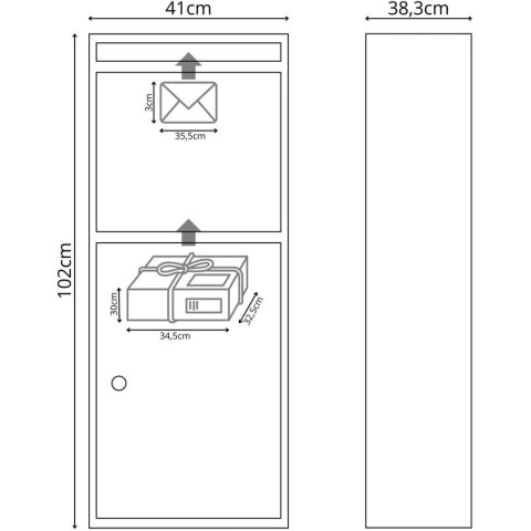 SKRZYNKA NA PRZESYŁKI KURIERSKIE LISTY 2W1 STOJĄCA 38X41X102CM 1068749