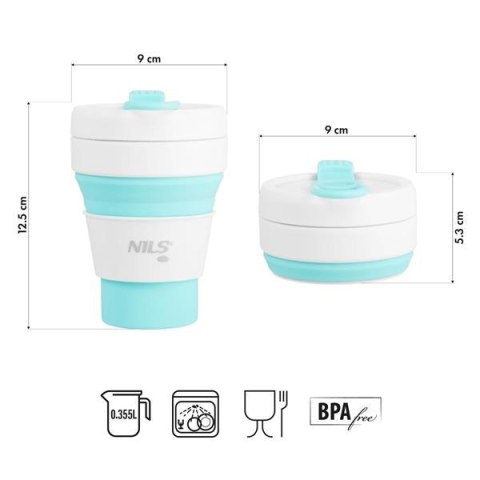 NC4103 KUBEK SILIKONOWY SKŁADANY 355ML MIĘTOWY NILS CAMP