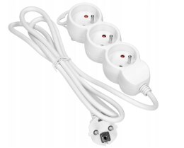 PRZEDŁUŻACZ 3X2P+Z, 1.4M, 3X1MM2 BIAŁY