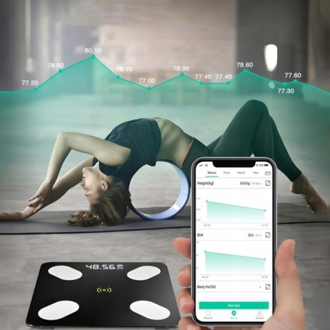 Waga analityczna inteligentna łazienkowa Bluetooth do 180 kg LCD