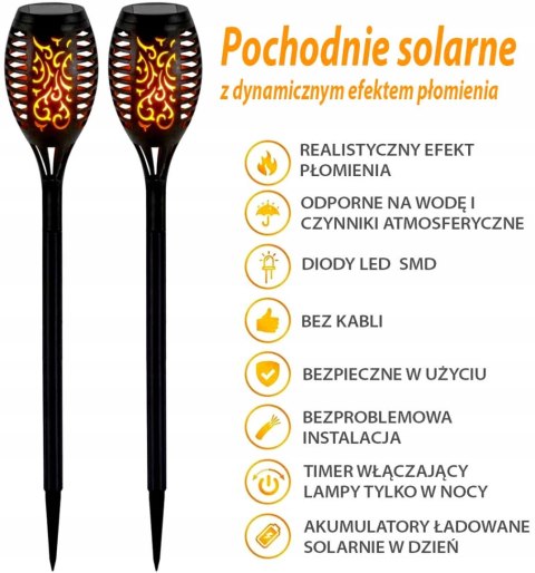 POCHODNIA LAMPA SOLARNA TAŃCZĄCE PŁOMYKI 12 LED SMD 7x7x50CM