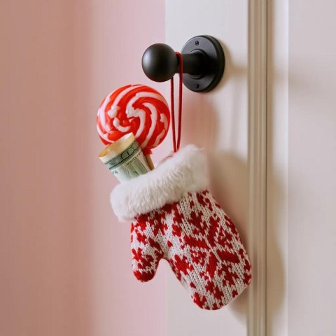 ZAWIESZKA RĘKAWICZKA NA PREZENTY 12CM BIAŁA