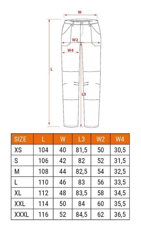 SPODNIE ROBOCZE DO PASA OUTDOOR MUSZTARDOWE ROZMIAR L