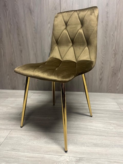 Krzesło tapicerowane BORGO VELVET BROWN GOLD