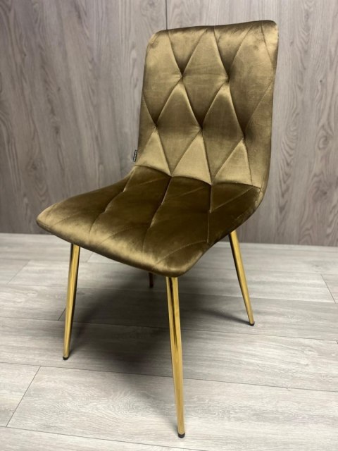 Krzesło tapicerowane BORGO VELVET BROWN GOLD