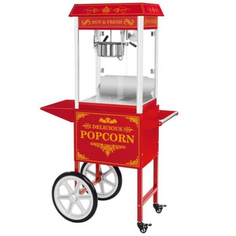 Profesjonalna wydajna maszyna do popcornu mobilna na wózku 230V 1.5kW czerwona Profesjonalna wydajna maszyna do popcornu mobilna na wózku 230V 1.5kW czerwona