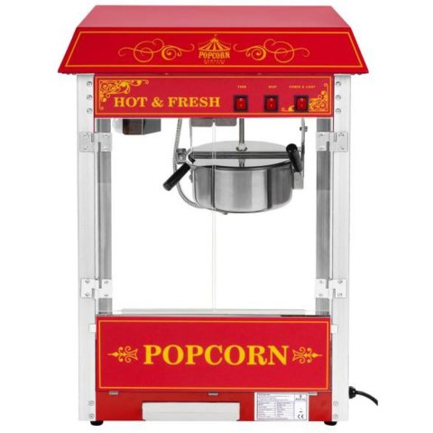 Profesjonalna wydajna maszyna do popcornu mobilna na wózku 230V 1.5kW czerwona Profesjonalna wydajna maszyna do popcornu mobilna na wózku 230V 1.5kW czerwona