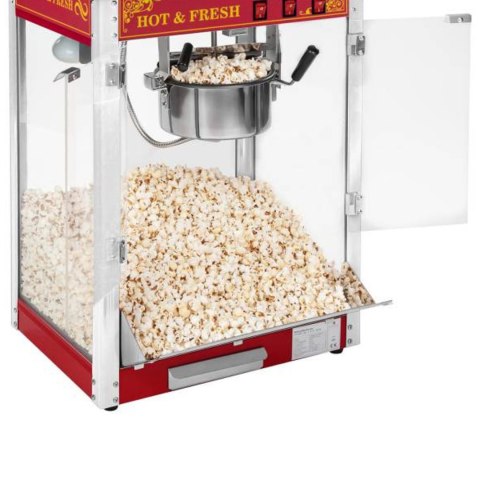 Profesjonalna wydajna maszyna do popcornu mobilna na wózku 230V 1.5kW czerwona Profesjonalna wydajna maszyna do popcornu mobilna na wózku 230V 1.5kW czerwona