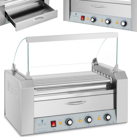 Podgrzewacz grill rolkowy do parówek hot-dogów z szufladą i osłoną - 7 rolek Podgrzewacz grill rolkowy do parówek hot-dogów z szufladą i osłoną - 7 rolek